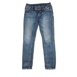 Miss Me Curvy Skinny Jeans Womens Size 27 Blue Wash Embellished Pockets Style No